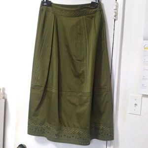 Elie Tahari Embroidered Daisy Poplin Midi Skirt